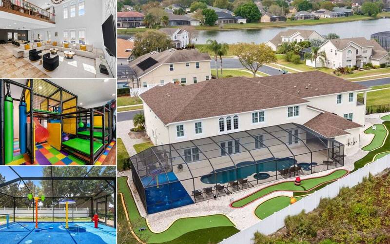 Luxury Formosa Gardens vacation home with private pool, indoor game room, and lake view near Disney