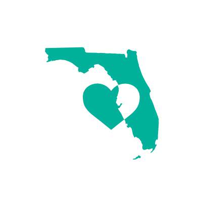 Florida state silhouette with heart symbol